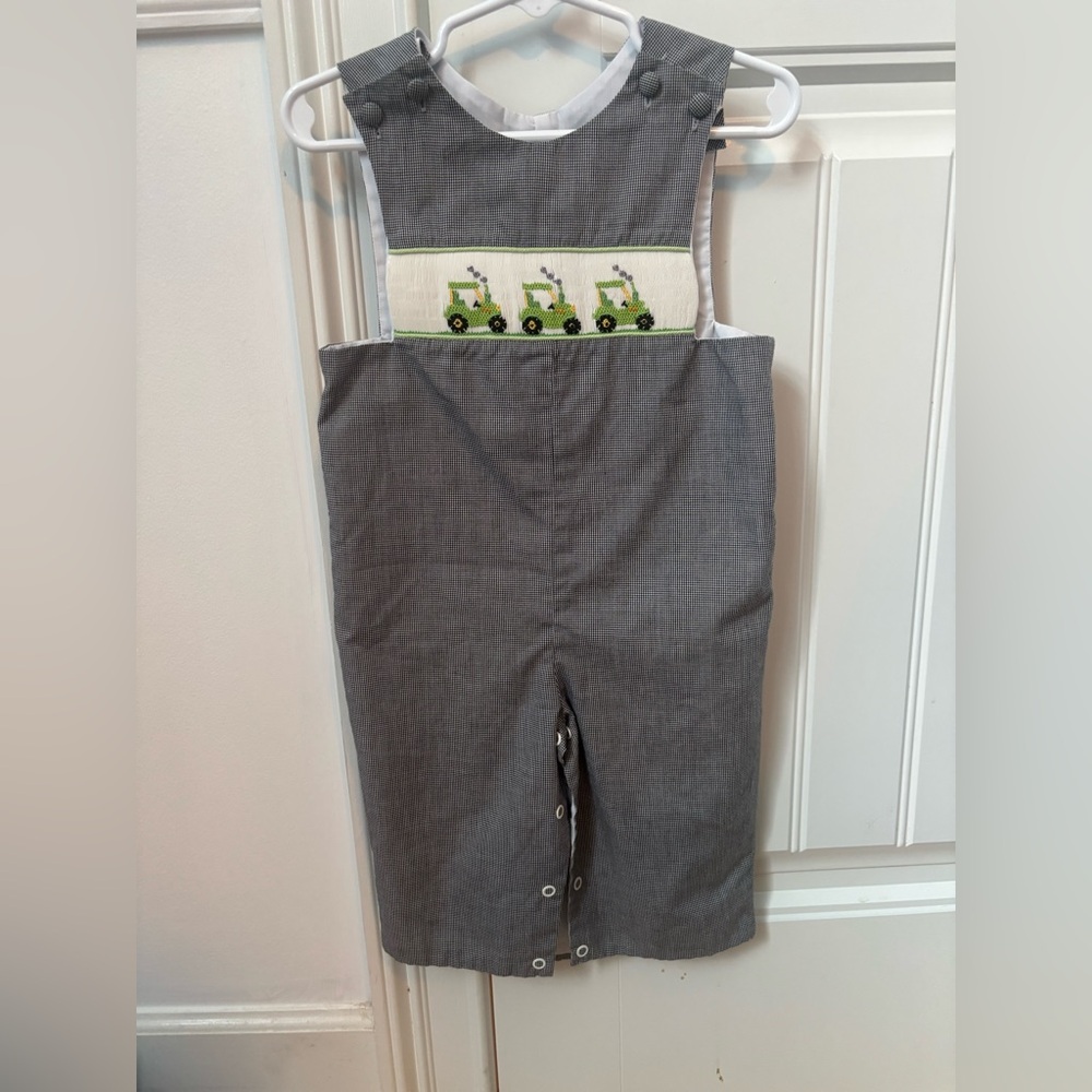 Gray Children's romper with Tractor Design